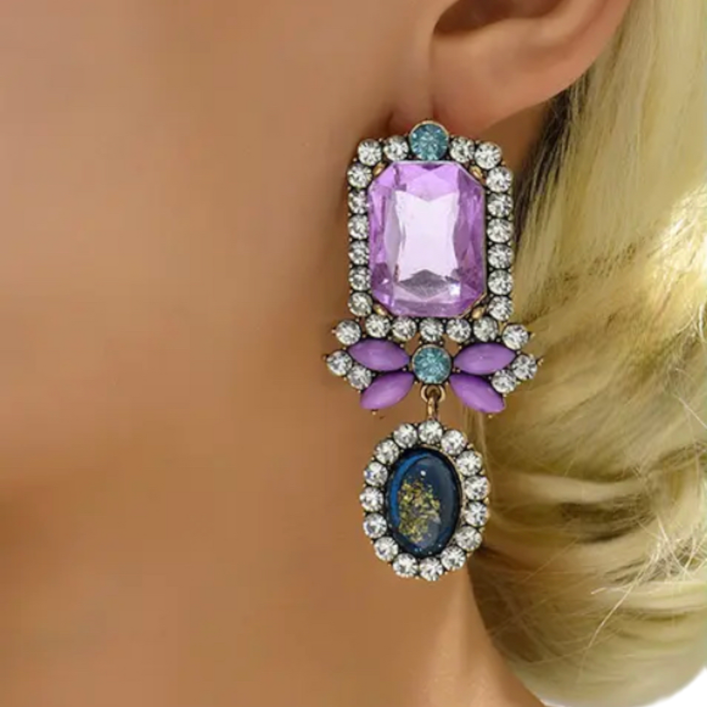 GurlFly Victoria Shiny Rhinestone Vintage Style Dangle Earrings